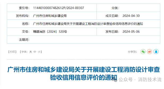 廣州住建局關于開展建設工程消防設計審查驗收信用信息評價的通知